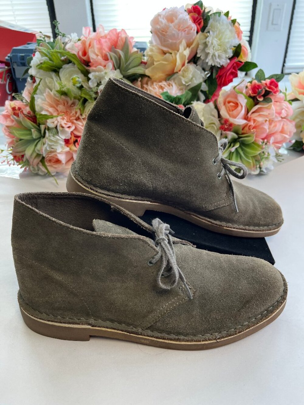 Clarks Bushacre 2 Chukka Boots Olive Suede Lace Up Size 9.5M